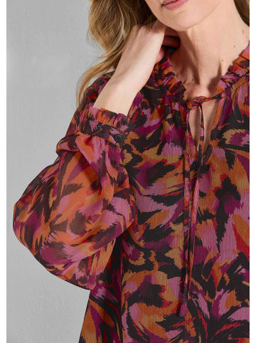 GOLDNER Chiffon-Bluse mit semitransparenten Ärmeln in rot / gemustert