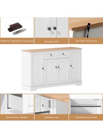 ABRIHOME Multifunktions Sideboard 138 cm mit Stauraum & Kippschutz in Natürlich