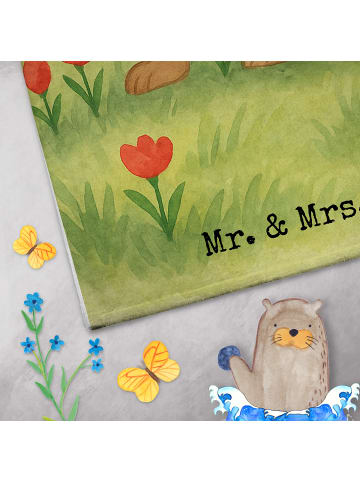 Mr. & Mrs. Panda Handtuch Hund Dame Design mit Spruch in Weiß