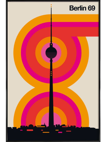 Juniqe Poster in Kunststoffrahmen "Berlin 69" in Bunt & Cremeweiß