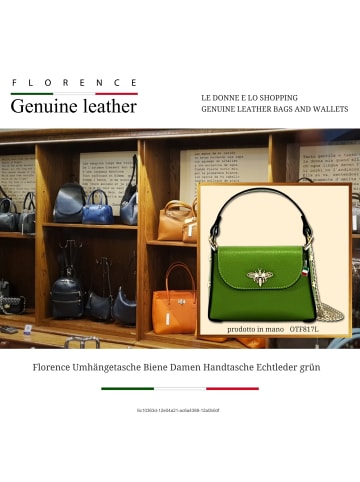 Florence Leder Umhängetasche Florence Tasche grün ca. 19cm
