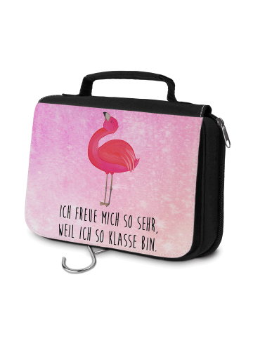 Mr. & Mrs. Panda Kulturbeutel Flamingo Stolz mit Spruch in Aquarell Pink
