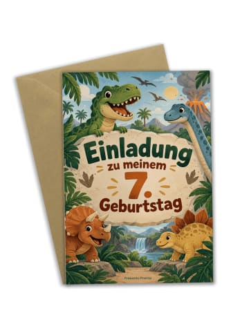 Mr. & Mrs. Panda Geburtstagskarte Dinosaurier abenteuerlich Desi... in Weiß