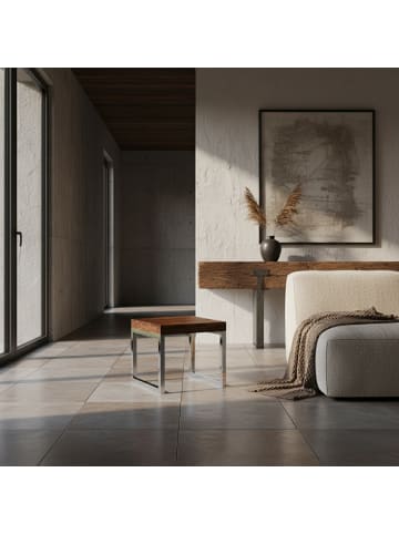 KADIMA DESIGN Couchtisch Sheesham | Massiv, Metall, Landhaus, Dunkelbraun