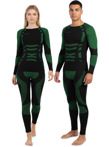 normani Funktionsunterwäsche Set Hemd + Hose Unisex in Grün/Schwarz