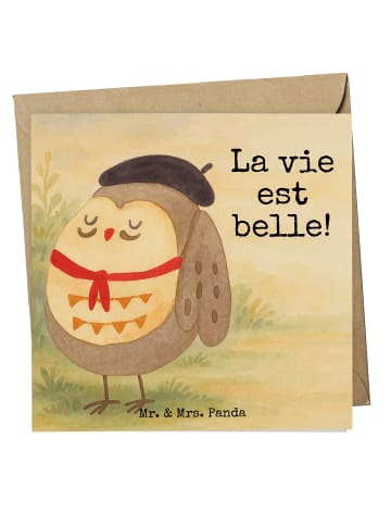 Mr. & Mrs. Panda Grußkarte Eule Frankreich Design mit Spruch in Weiß