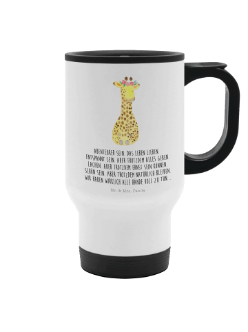 Mr. & Mrs. Panda Kaffeebecher Giraffe Blumenkranz mit Spruch in Weiß