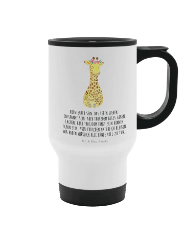 Mr. & Mrs. Panda Thermobecher Giraffe Blumenkranz mit Spruch in Weiß