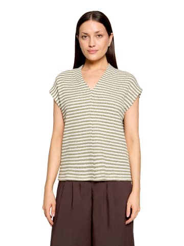 CARTOON Ringelshirt mit V-Ausschnitt in Cream/Khaki