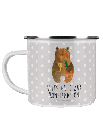 Mr. & Mrs. Panda Tasse Bär Konfirmation mit Spruch in Grau Pastell