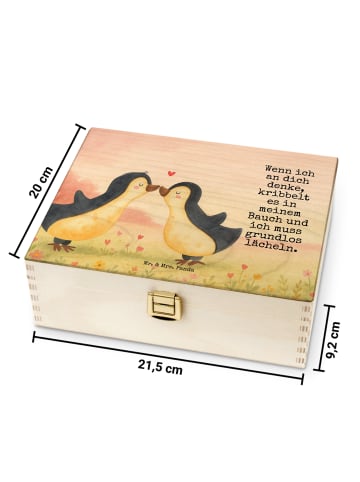 Mr. & Mrs. Panda Teebox Pinguine Kuss Design mit Spruch in Weiß