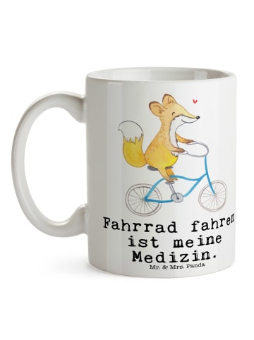 Mr. & Mrs. Panda Tasse Fuchs Fahrrad fahren mit Spruch in Weiß