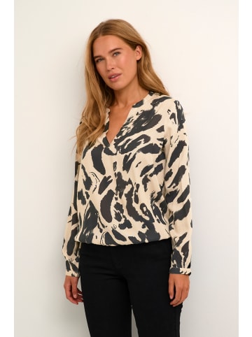 Kaffe Langarm-Bluse KAditte in Black/Feather Gray Leo