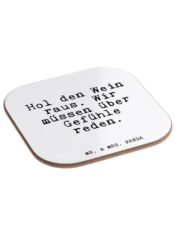 Mr. & Mrs. Panda Untersetzer Glas Hol den Wein raus.... mit Spruch in Weiß