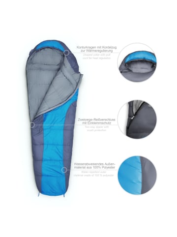 Where Tomorrow Camping Schlafsack Mumienschlafsack mit Tasche - 230x80x55 cm Blau