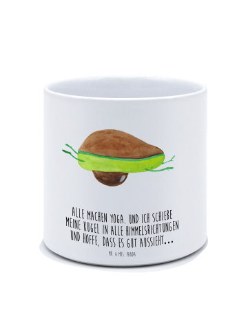 Mr. & Mrs. Panda Blumenkübel Avocado Yoga mit Spruch in Weiß