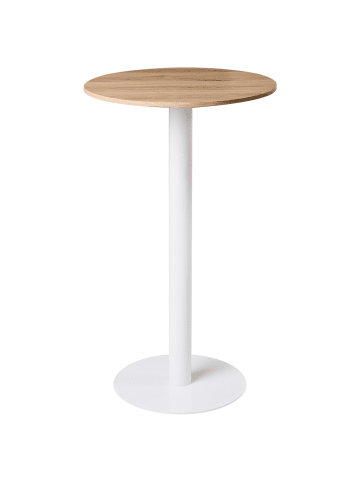 Beliani Stehtisch MORELLA in Weiß/Braun - (W) 60 x (H) 102 x (L) 60 cm