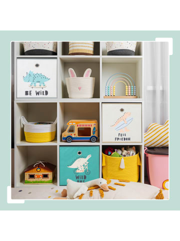 relaxdays 3 x Kinder Aufbewahrungsboxen "Dino" in Bunt - (B)30 x (H)30 x (T)30 cm