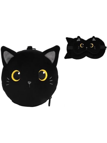 i-Total Kissen mit Schlafmaske, verschließbares Kissen mit Haken schwarze Katze