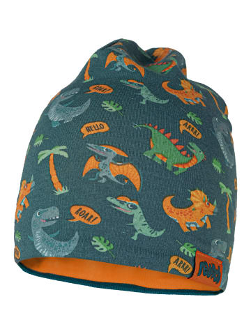 Reusch Mütze und Schal Reusch Kids Hat and Scarf Set in 4573 dark blue / dinosaurs