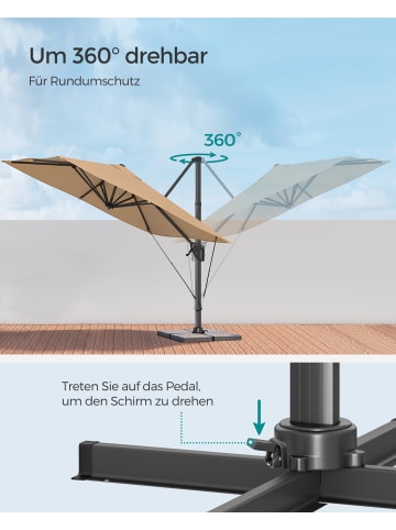 SONGMICS Sonnenschirm Sheld in khaki - (D)300 x (H)300 cm