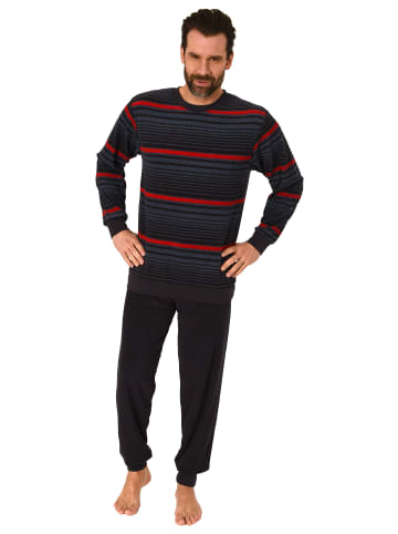 NORMANN Frottee Schlafanzug langarm Pyjama Bündchen - 75528 in rot