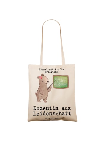 Mr. & Mrs. Panda Umhängetasche Dozentin Leidenschaft mit Spruch in Creme