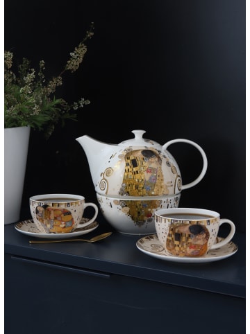 Goebel Tee-/ Cappuccinotasse " Gustav Klimt Der Kuss " in Beige Gold