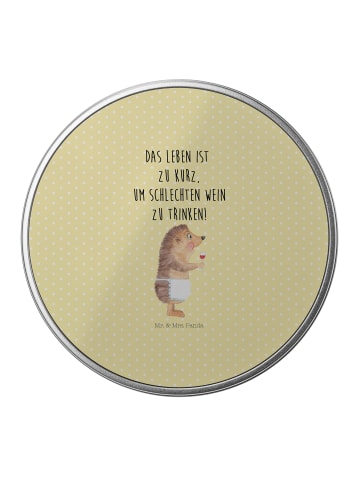 Mr. & Mrs. Panda Blechdose Igel Wein mit Spruch in Gelb Pastell