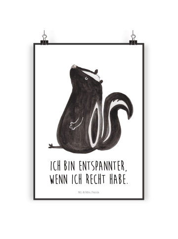 Mr. & Mrs. Panda Poster Stinktier Sitzen mit Spruch in Weiß