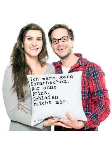 Mr. & Mrs. Panda kissen bedruckt Ich wäre gern Dornröschen.... m... in Weiß