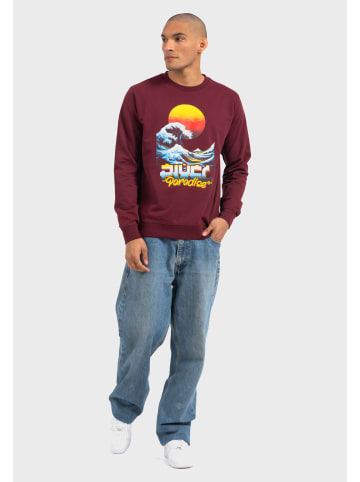 OLDSKULL Sweatshirt Retro Pixel Wave Logo Graphic in Burgundy