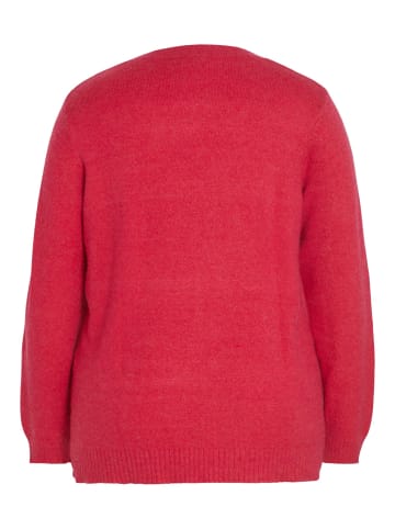 Vila Plus Size Strickpullover Basic V-Neck VIRIL in Neon Pink