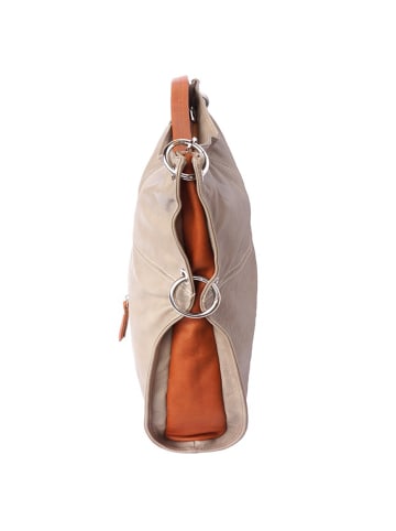 Florence Florence Schultertasche, Beuteltasche Leder braun, helltaupe, tan ca. 37cm