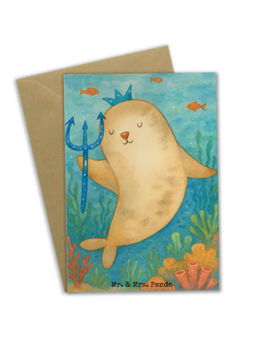 Mr. & Mrs. Panda Glückwunschkarte Sternzeichen Wassermann Design... in Weiß