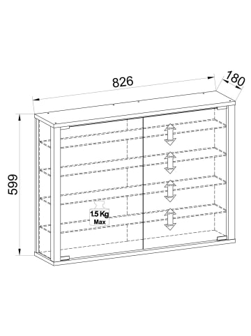 ebuy24 Vitrinenschrank VitrosaL 2 Anthrazit 83 x 18 cm