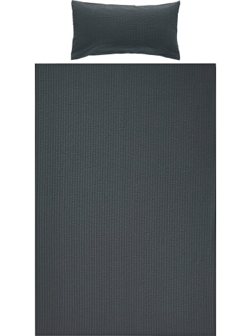 Erwin Müller Seersucker Bettwäsche mit Hotelverschluss Rosenheim in anthrazit