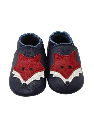 Yalion Leder-Krabbelschuhe "Fuchs" in Dunkelblau