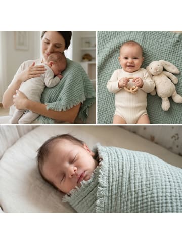 nordic coast company  Musselindecke, Babydecke aus Musselin, Einschlagdecke, Puckdecke Ibiza Syle
