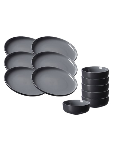 12er Set Frühstücksset Jasper in Schwarz