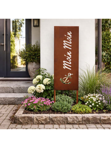 relaxdays Edelrost-Gartendeko "Moin Moin" in Braun - 85 x 28 cm