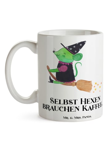 Mr. & Mrs. Panda Kaffeetasse Halloween-Hexen Kaffee mit Spruch in Weiß