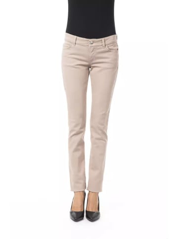 Byblos Beige Baumwolle Damen Hose mit Rücken Tasche Kette