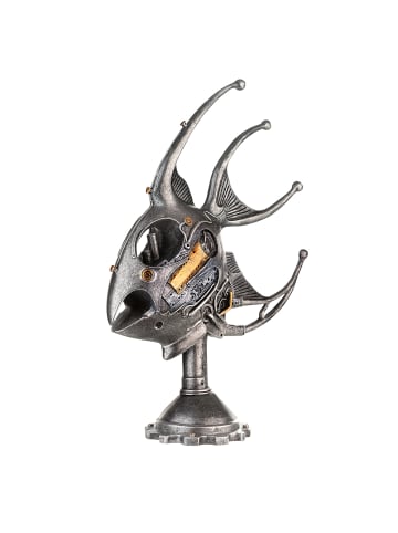 GILDE Skulptur "Steampunk Fish" in Silber - H. 36,5cm - B. 26 cm