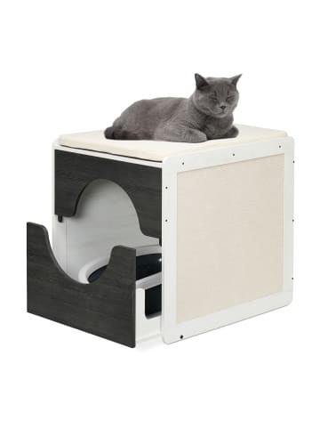 relaxdays Katzenschrank in Weiß/ Grau - (B)50 x (H)57 x (T)60 cm