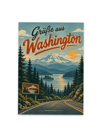 Postkarte Landschaft nostalgisch Design mit Spruch in Weiß