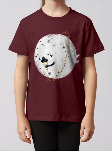 wat? Apparel T-Shirt Planet mit Eis in Weinrot