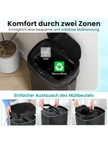 COSTWAY 58L Mülleimer Küche mit Sensor in Schwarz