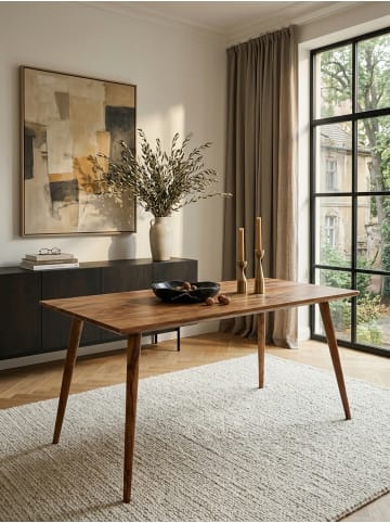 KADIMA DESIGN Massivholz Esstisch im Retro Landhausstil, handgefertigt, Sheesham-Holz