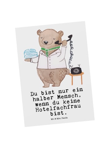 Mr. & Mrs. Panda Postkarte Hotelfachfrau Herz mit Spruch in Weiß